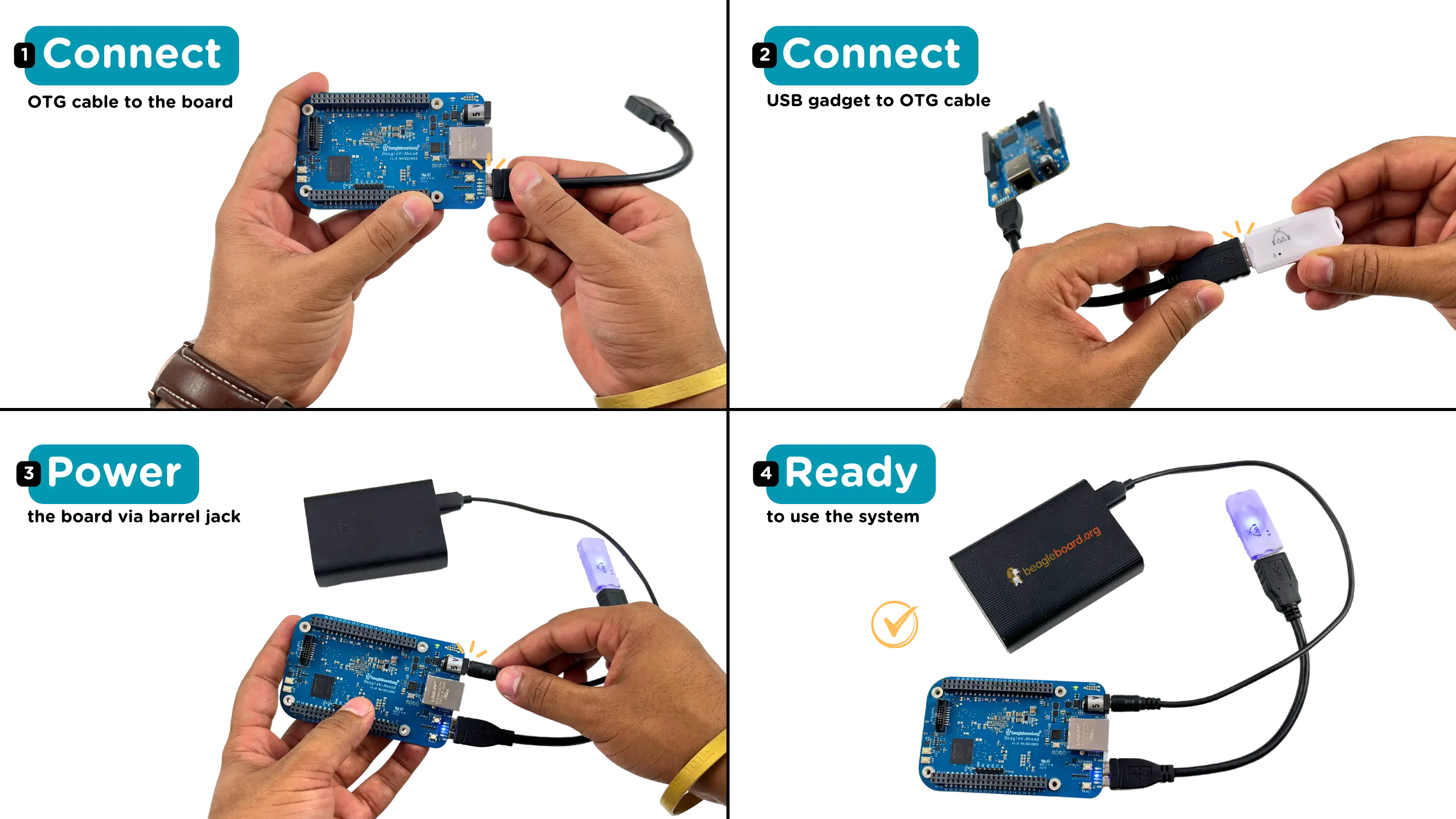 USB OTG to connect USB gadgets to BeagleV-Ahead board